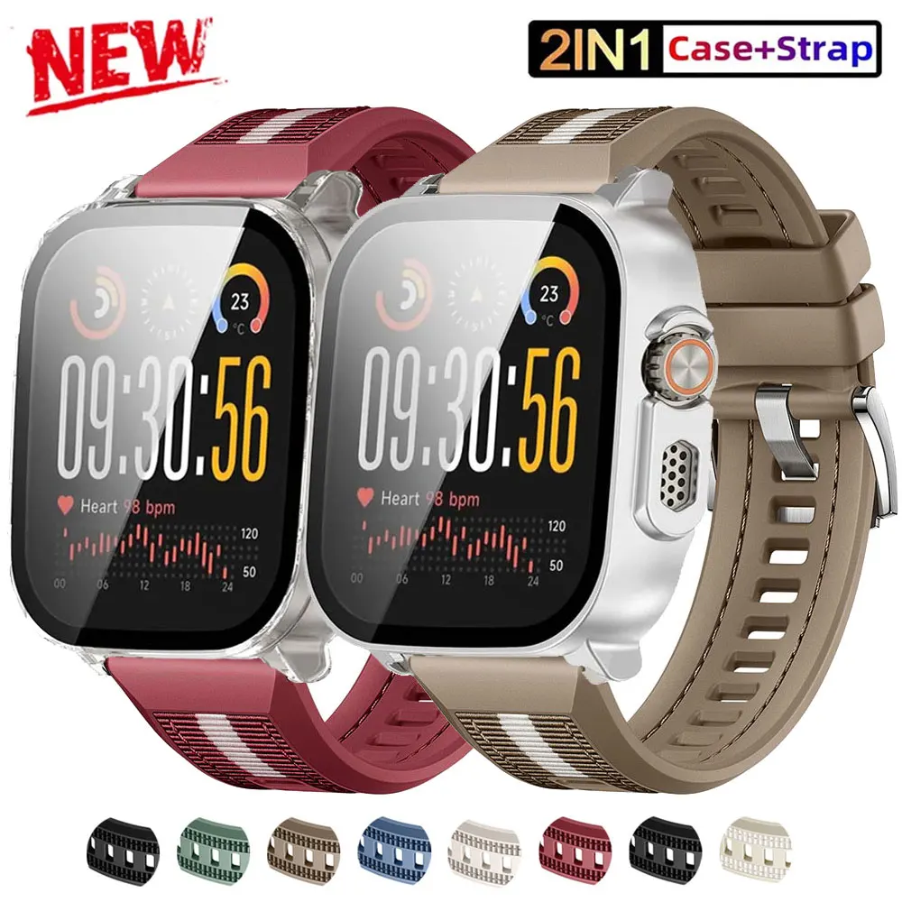 

Чехол из закаленного стекла 2 в 1 для Realme Watch 5, силиконовый ремешок для Realme Watch 5, прозрачная крышка из поликарбоната + аксессуары для ремешка