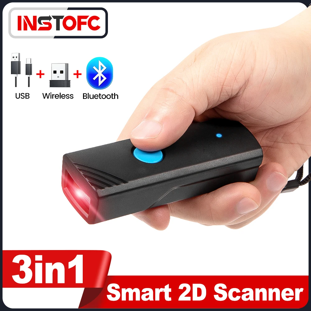 

Mini Handheld Wireless 1D 2D QR Code Reader Screen Scanning PDF417 Portable Bluetooth Barcode Scanner For Phone & PC