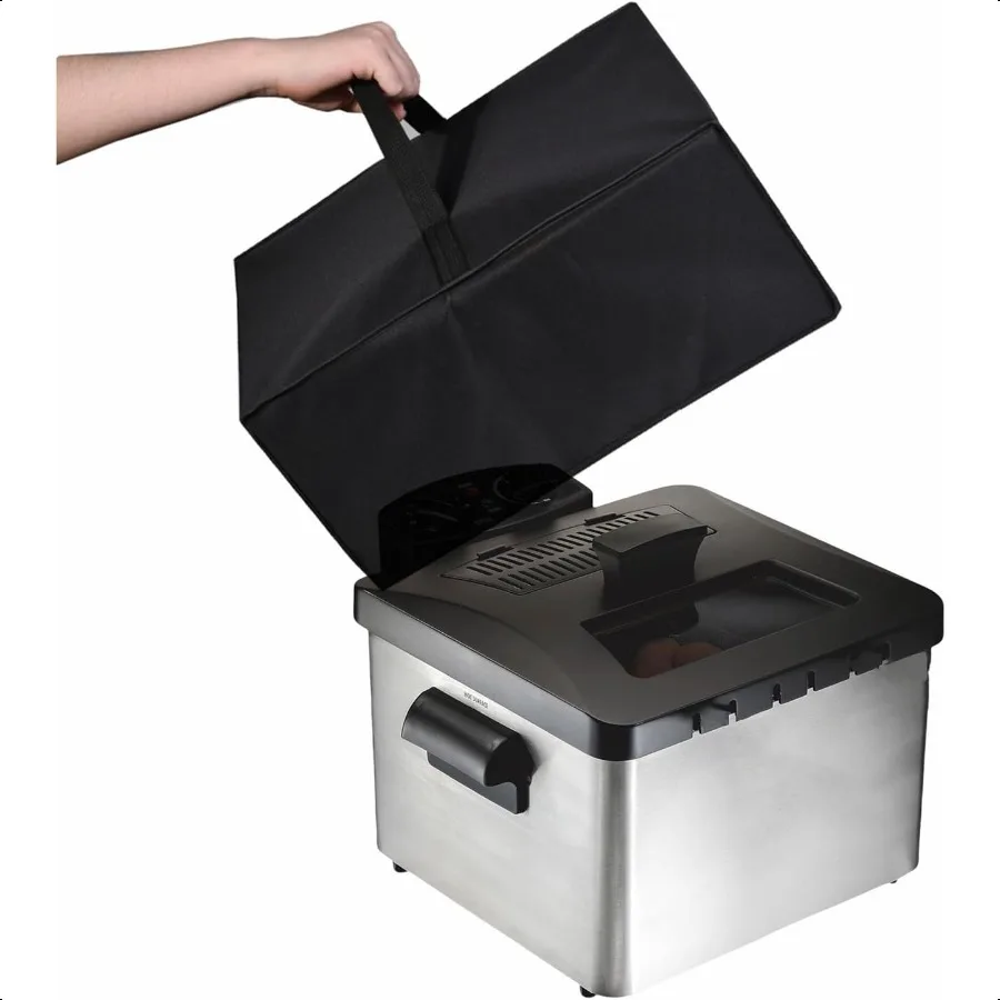 

4.5L Deep Fryer Cover Water Resistant Dustproof 600D Nylon Foldable Black