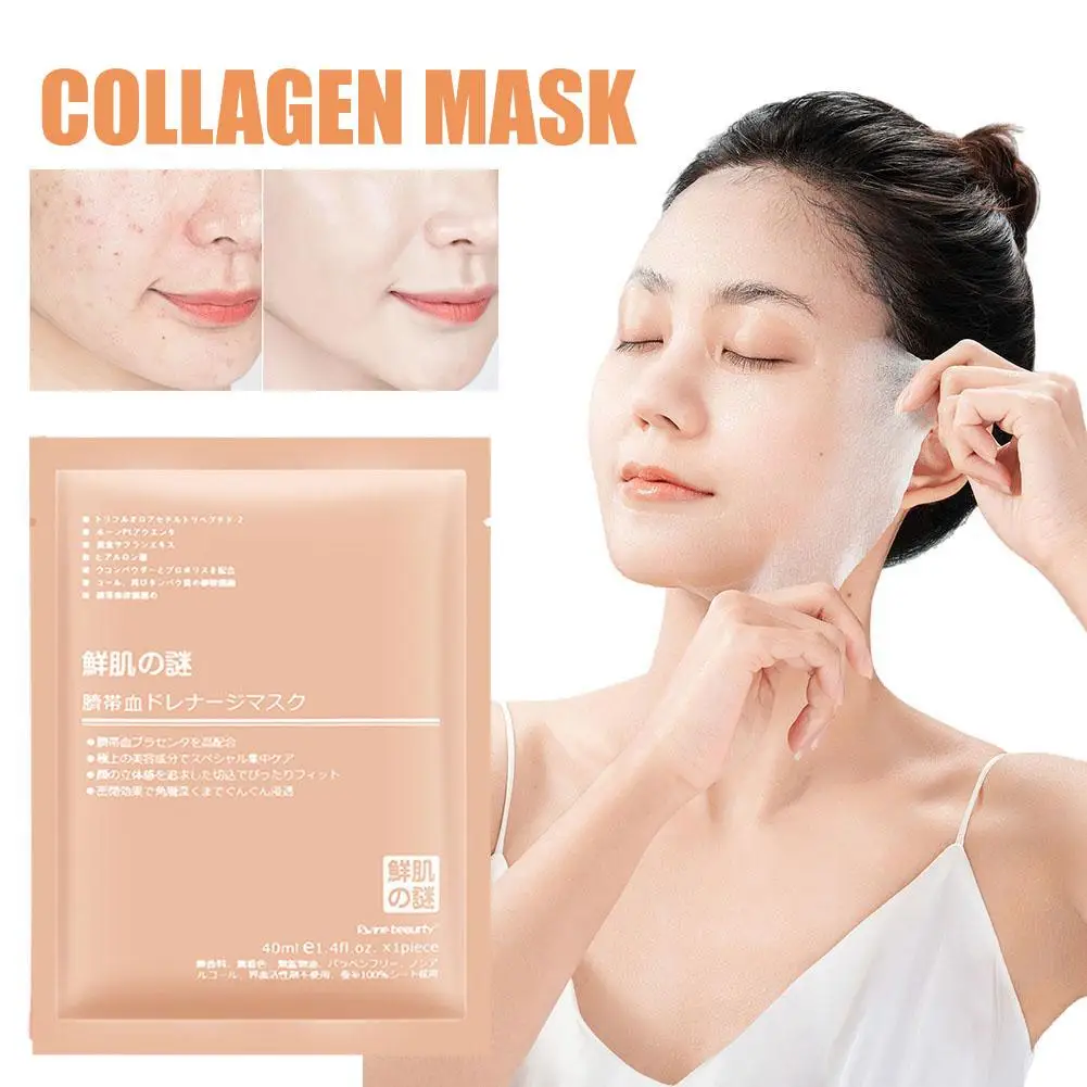 1 Stuks 40 (G/Ml) Collageen Masker Bloedmasker Hydraterende Verstevigende Reparatie Hydraterende Tablet Hydrateert Huid Diep Hydrateert