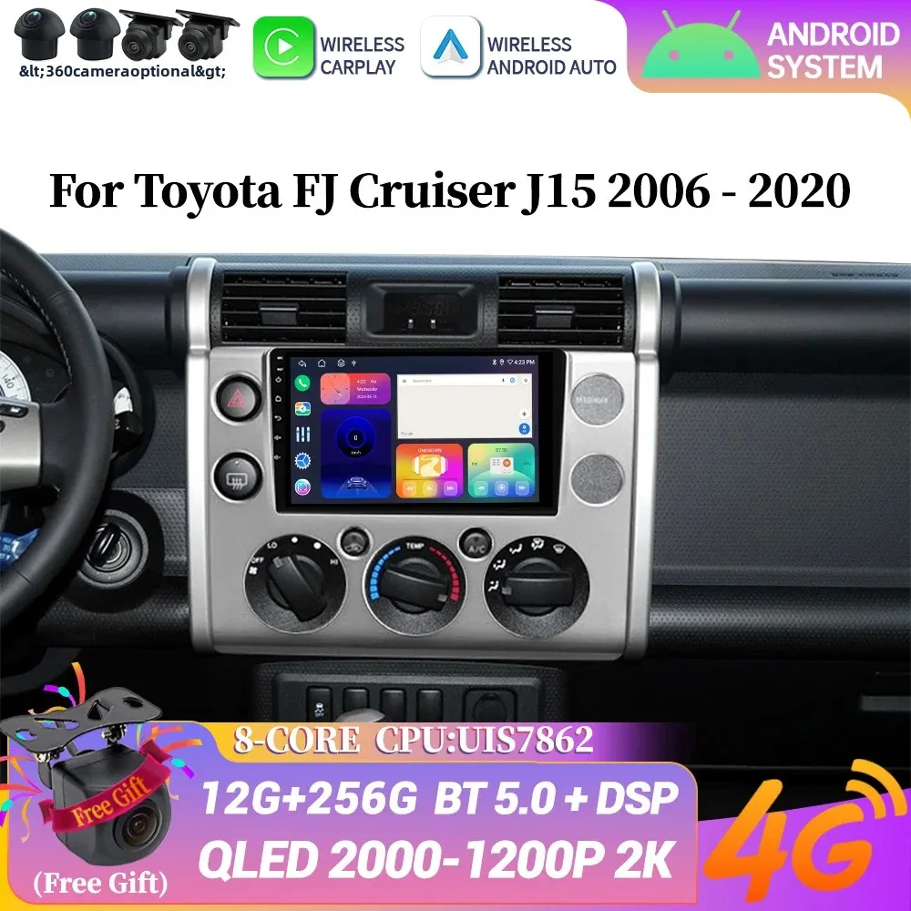 Android dla Toyota FJ Cruiser J15 2006-2020 Radio samochodowe Nawigacja multimedialna Bezprzewodowa Bluetooth Carplay Jednostka główna Stereo Ekran