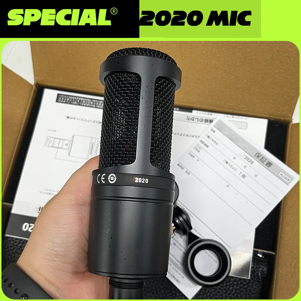 AT2020 카디오이드 콘덴서 XLR 마이크, 스튜디오 녹음, 팟캐스트, 보컬, 라이브 스트리밍, 전문 방송용 마이크