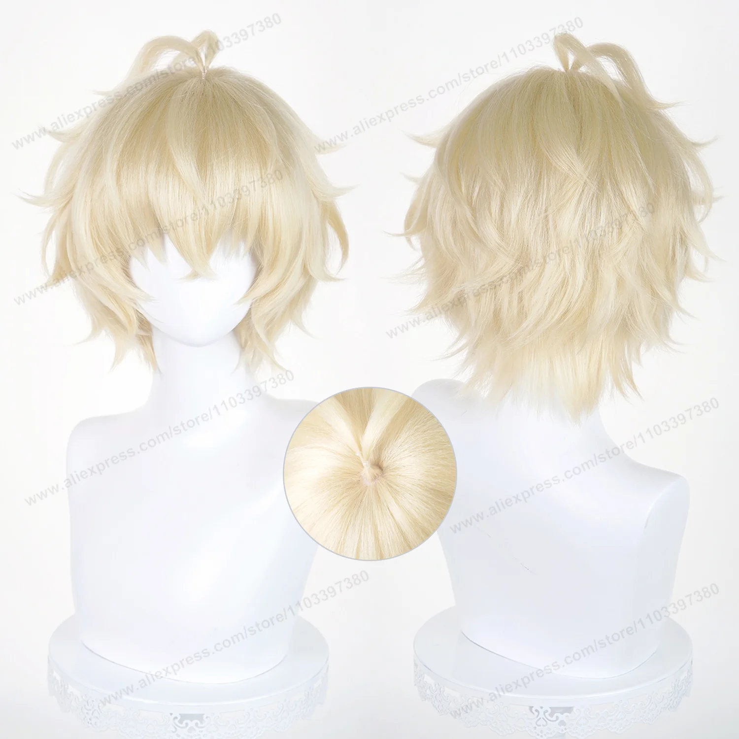 Mikaela Hyakuya Cosplay Wig 30cm Short Light Blond Man Wigs Anime Cosplay Wig Halloween Heat Resistant Synthetic Wigs