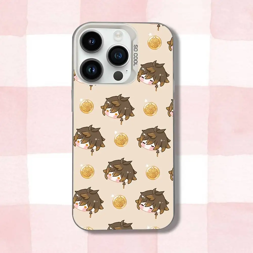 Zhong L-Li G-Genshins I-Impact Phone Case For iPhone16,15,14,13,12,11,Pro,XS,Max,Plus,Mini,SE White Candy Matte Shockproof Cover