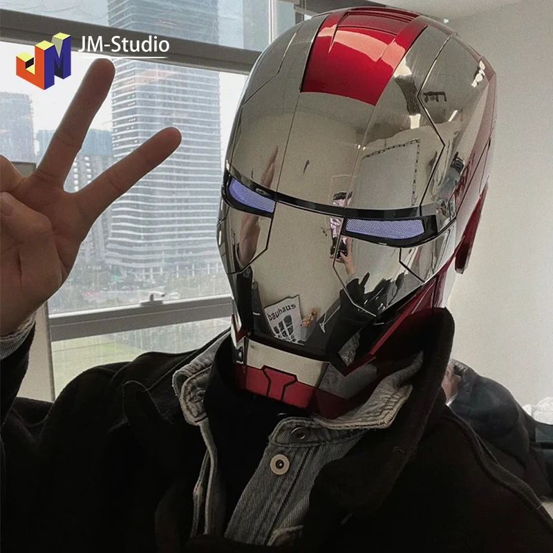 Iron Man Helmet 1:1 Mk5 The Avengers Voice Control Eyes Light Model Toys For Adult Electric Wearable Opening Helmet Xmas Gif