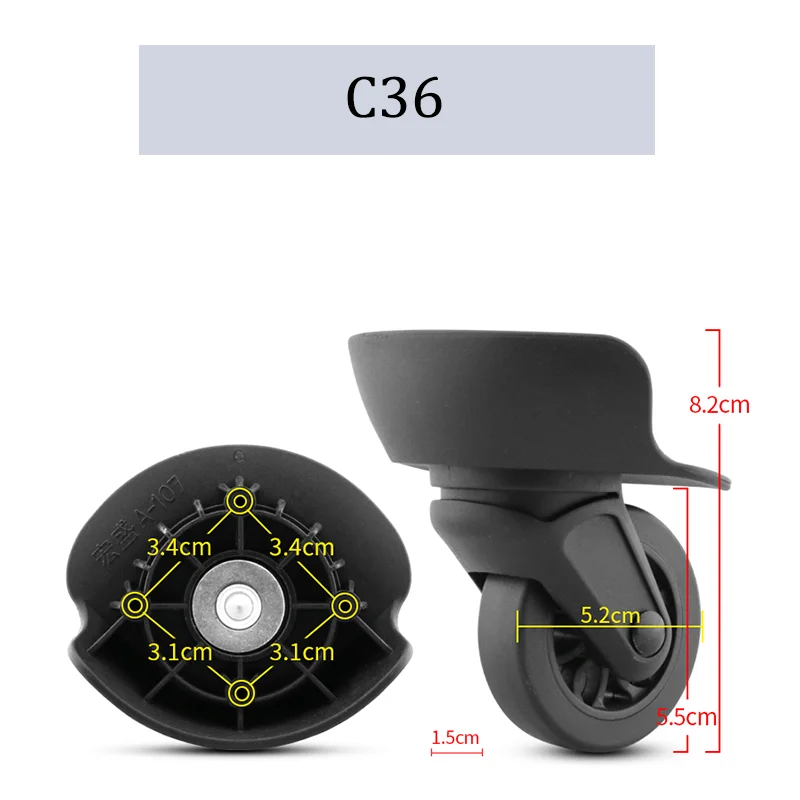 Suitable For Shengyuan C36 Universal Wheel Trolley Case Wheel Replacement Luggage Pulley Sliding Casters wear-resistant Repair