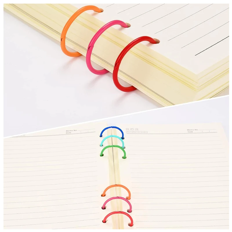 40PCS Metal Loose Leaf Binder Rings for Index Cards Flash Notebook Keychain for Office School Home 10 Colors