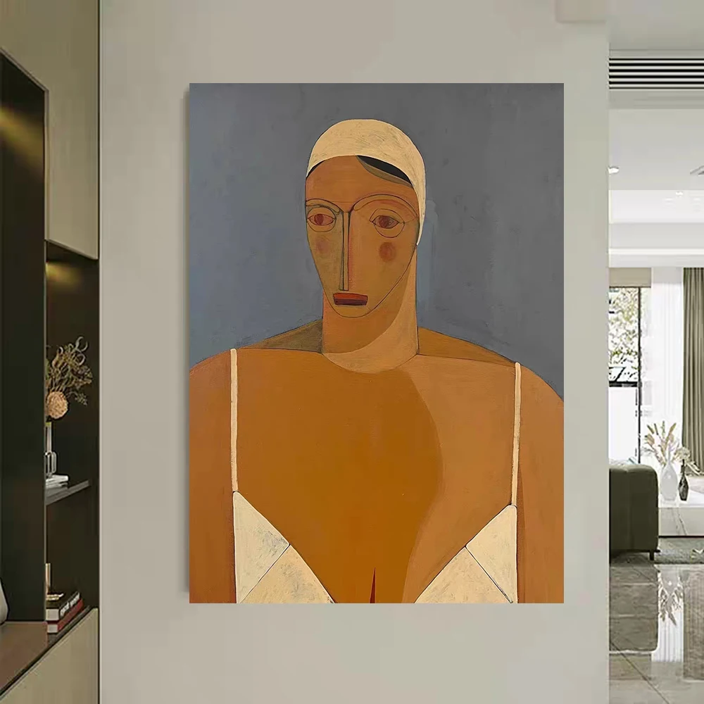 

Pure Hand-painted Minimalist Abstract Figure Painting, Home Art Decora,Modern Minimalist Wall Art for Living Room Bedroom