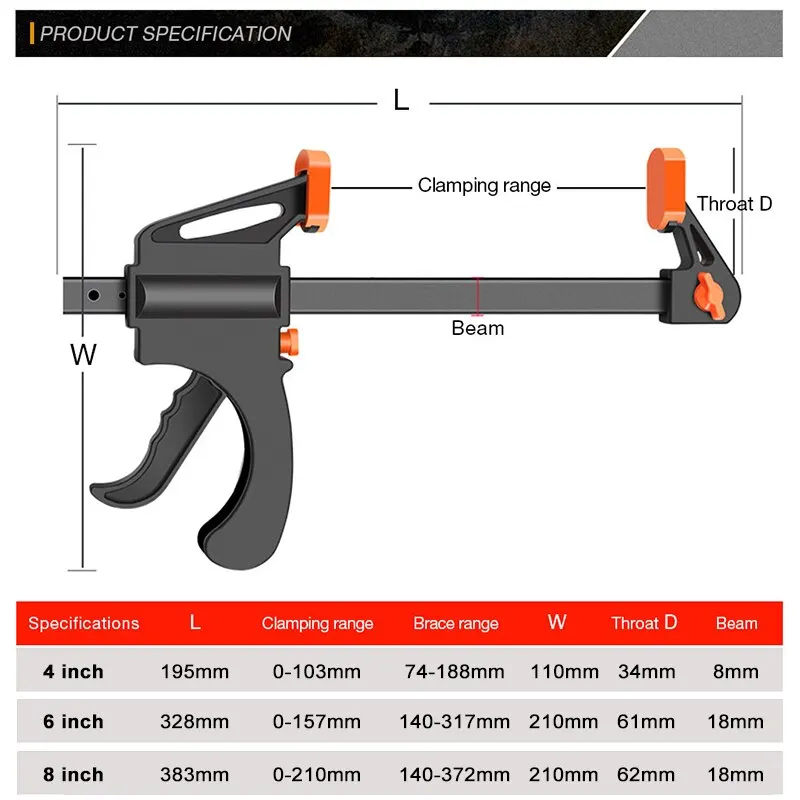 Ağaç İşleme çalışma çubuğu F kelepçe klip kiti hızlı cırcır yayın hız sıkmak ağaç İşleme DIY marangozluk Gadget el aletleri