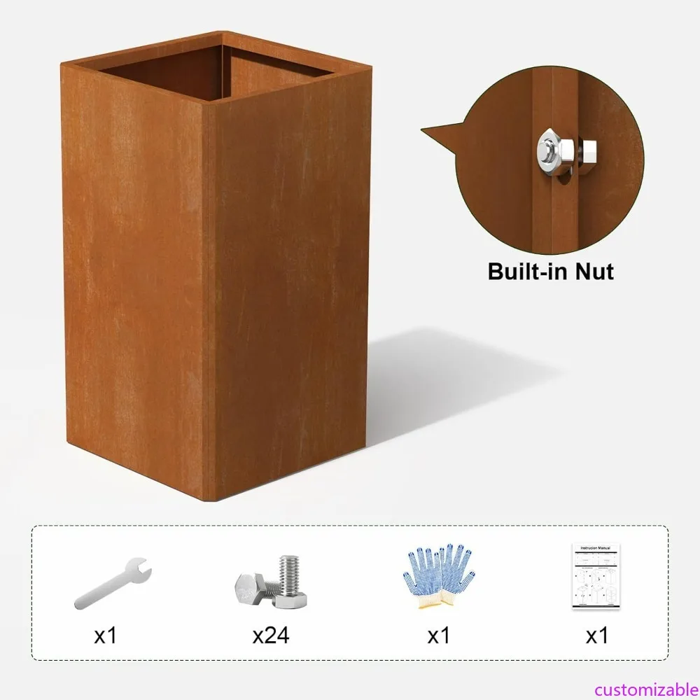 

26 Inch Tall Outdoor and Indoor Planters with Removable Shelf - Modern All-Weather Design