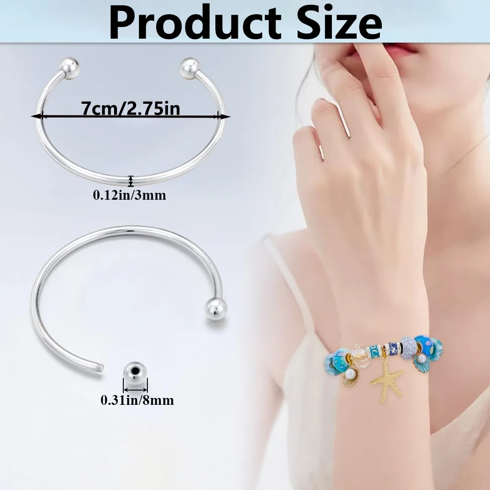 1Pcs Silver Bangle Making, Ball Opening Adjustable Wire Blank Bracelet for Crafting DIY Jewelry Bracelets Making