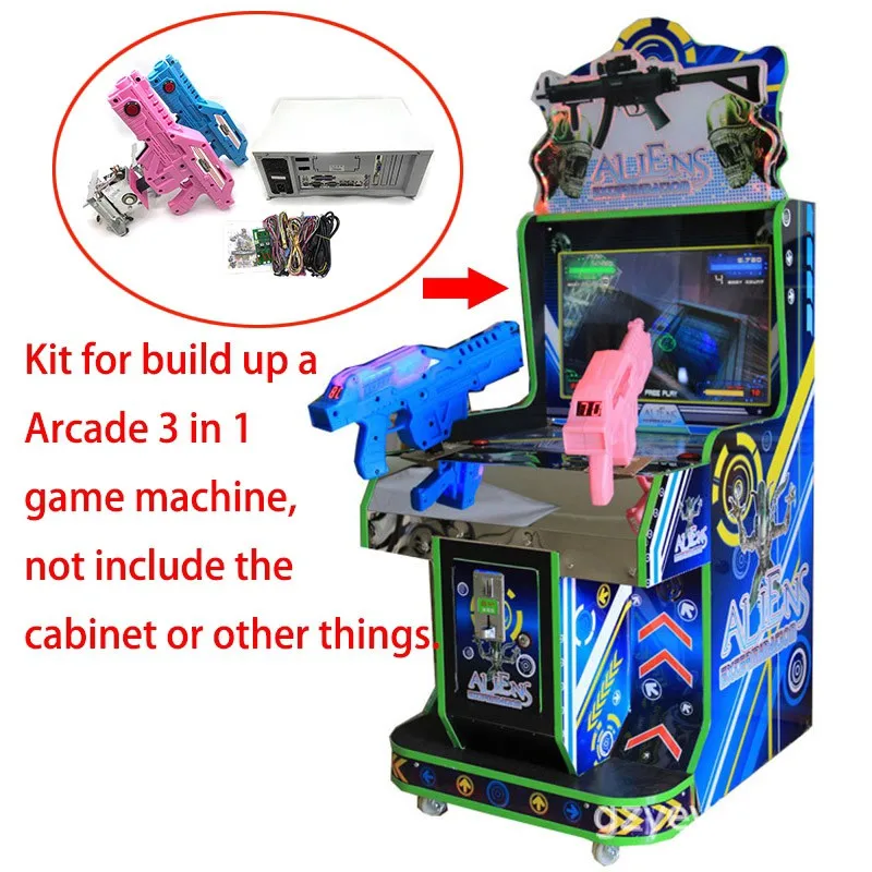 3 in 1 Arcade Aliens Farcry HOD3 Kits with motherboard shooting guns for DIY Arcade Simulator Shooting game machine