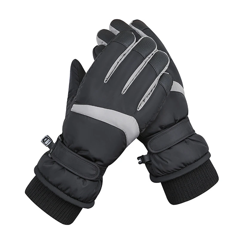 

2024 Black Winter Warm Full Fingers Waterproof Cycling Outdoor Sports Running Motorcycle Ski Touch Screen Fleece Gloves guantes