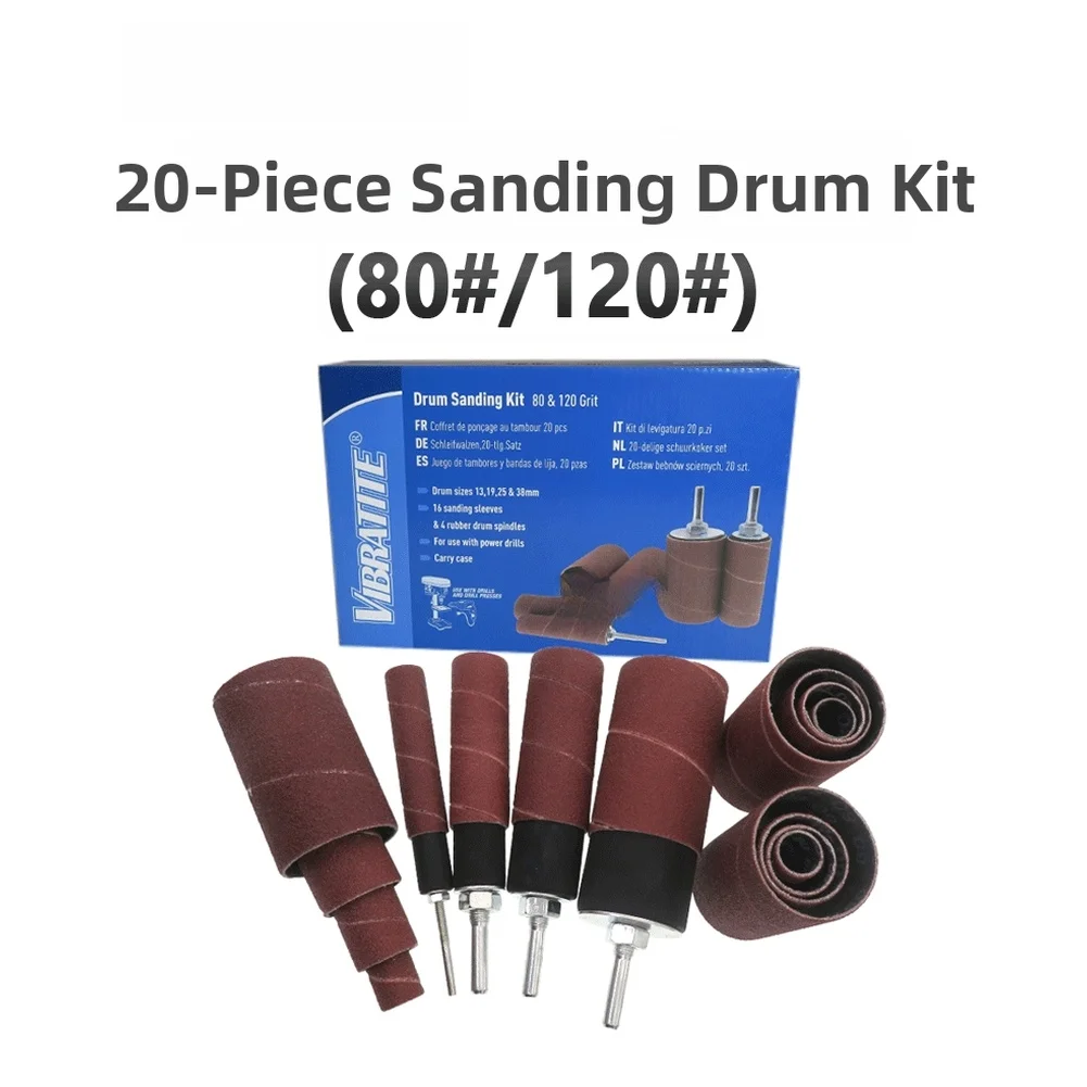 

Aluminum Oxide Drum Sander Set With 80/120 Grit Sleeves For Wood Metal Plastic Polishing And Rust Removal Home Hand Tools