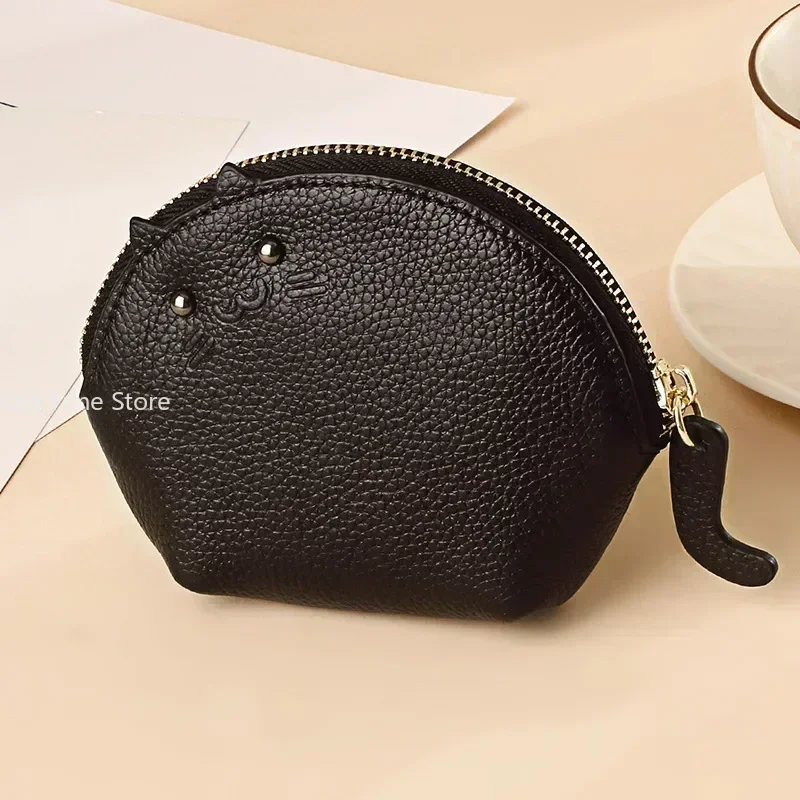 Women Men Small Coin Purse Genuine Leather Cute Handmade Coin Wallet Mini Access Card Holder Key Bag Case Zipper Change Purse