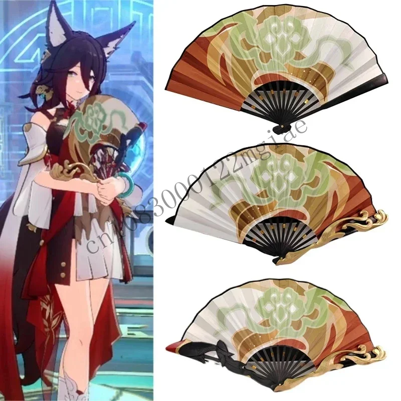 Game Honkai: Star Rai Tingyun Cosplay Three Style Handheld Folded Fans Anime Uniform Outfit Props Halloween Carniva CMM221