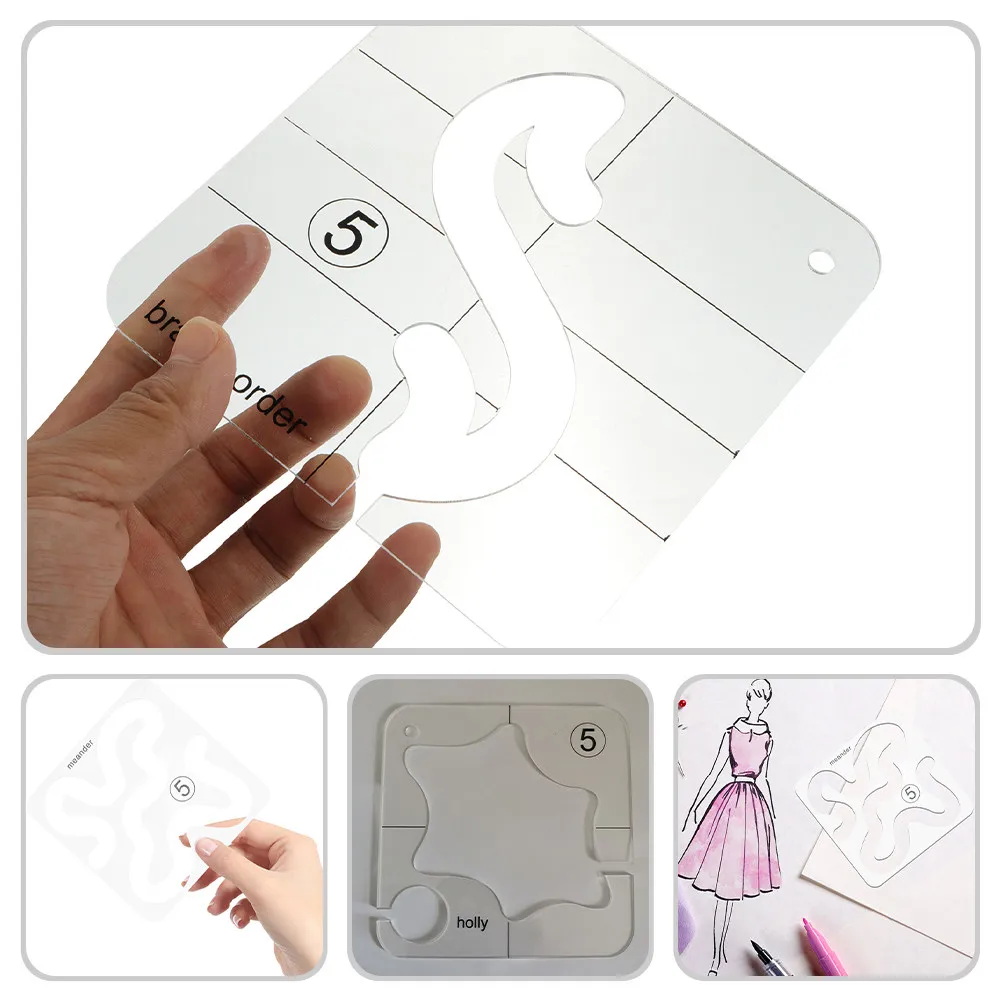 

4Pcs Marked Acrylic Sewing Template Kit Quilting Templates for DIY Clothing Crafting Patchwork Sewing Crafts Quilting Tools