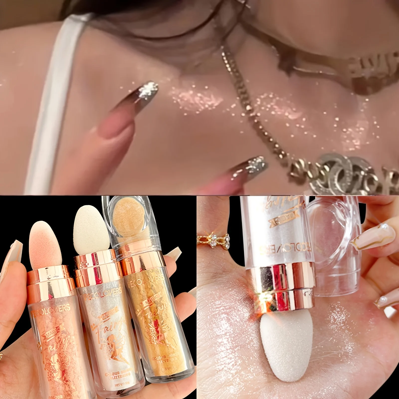 Bâton de surligneur en poudre dégradée, fard à joues scintillant, paillettes d'ombrage, surligneur de maquillage éclaircissant