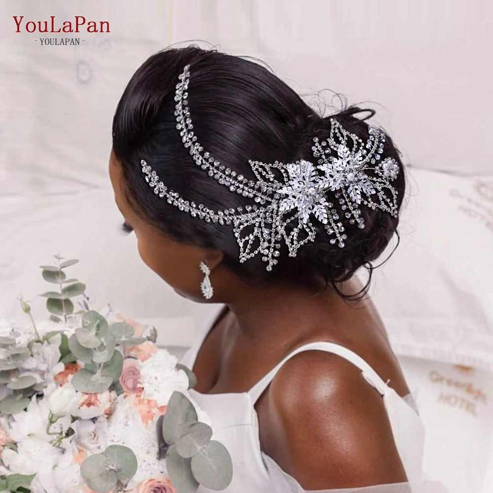 

YouLaPan Elegant Bridal Hair Clip Rhinestone Side Hairpin Bridal Headdress Flower Wedding Hair Accessories Ladies Headwear HP254
