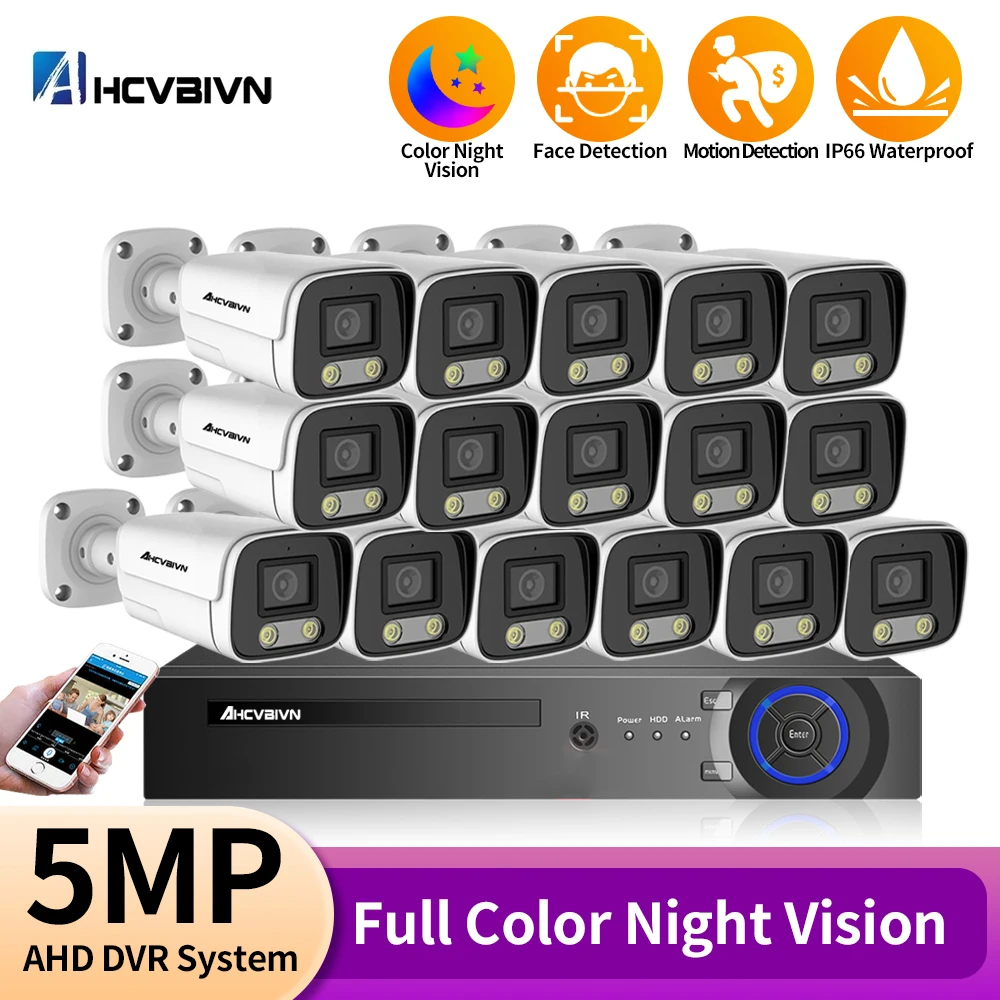 

5MP AHD CCTV Camera Security System Kit 16CH DVR Kit XMEYE Outdoor Waterproof BNC Bullet Camera Video Surveillance System Set