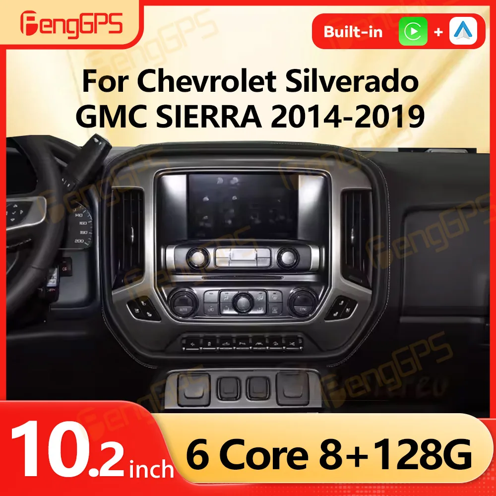 10“ Android Car Radio For Chevrolet Silverado GMC SIERRA 2014-2019 GPS Navigation Multimedia Player Carplay Auto HeadUnit Stereo