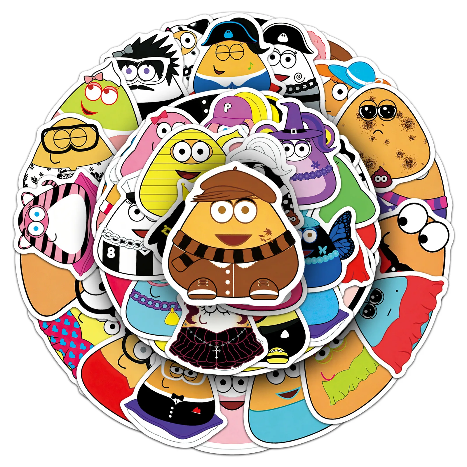 50 Stück My Pet Alien Pou Spiel Graffiti-Aufkleber Kreative Cartoon-Sticker DIY Gepäck Handy Gitarre Scrapbook Wasserdichte Aufkleber