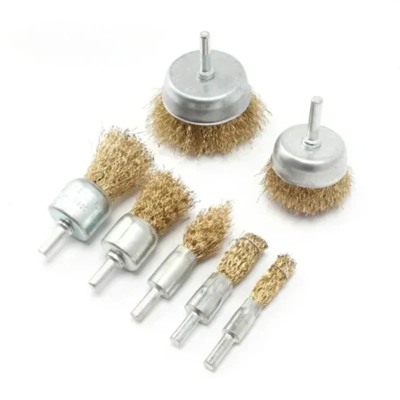 20mm-100mm Steel Wire Brush Brass Plated Wheels Brushes Drill Rotary Tools Metal Rust Removal Polishing Brush Accessories