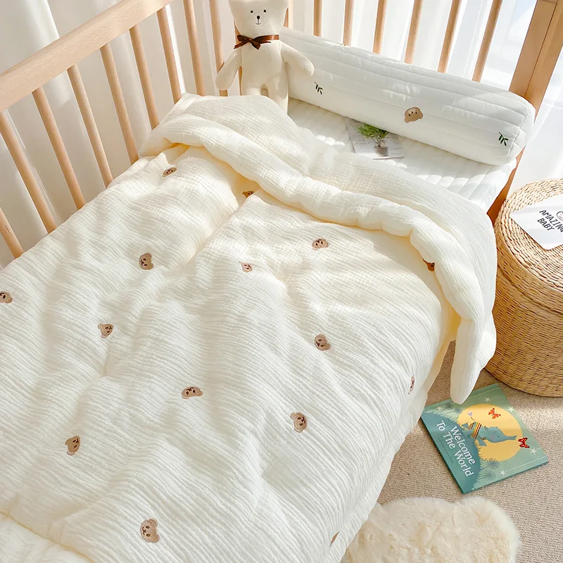 Baby Quilt Cartoon Bear Bunny Newborn Nap Quilts Soft Cotton Infant Blanket Spring Fall Winter Swaddle Wrapped Bedding 100*120CM