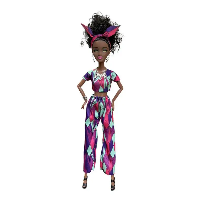 Flexible Doll Girl Multi-Jointed Toy Black Skin Girl Dolls Fashion Doll With Vivid Facial Expressions For Children's Room Living