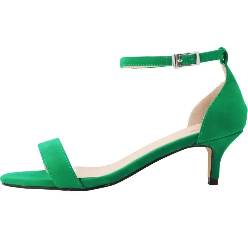 

Сексуальные сандалии с ремешком на щиколотке, модные летние туфли 2026 на низком высоком каблуке 5 см с открытым носком, женские бархатные туфли-лодочки с пряжкой, красные свадебные женские туфли