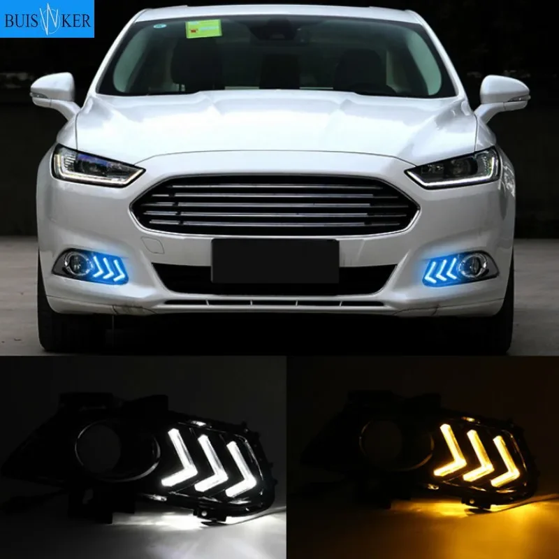 

For Ford Mondeo Fusion 2013 2014 2015 2016 With Turning Yellow Signal Relay Waterproof Car DRL 12V LED Daytime Running Light