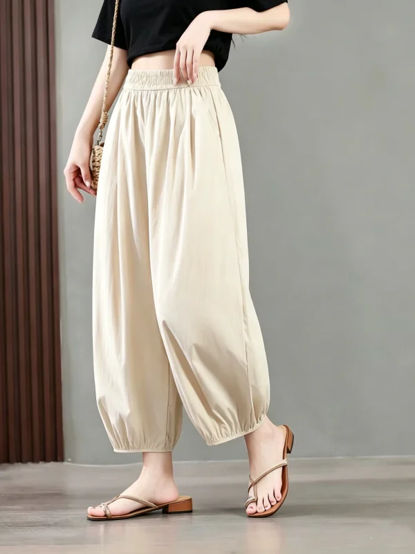

Ice Silk Lantern Pants Women's Summer Thin Loose Slimming Trendy Breathable Cuffed Cool Carrot Pants High Waist Polyester Fiber