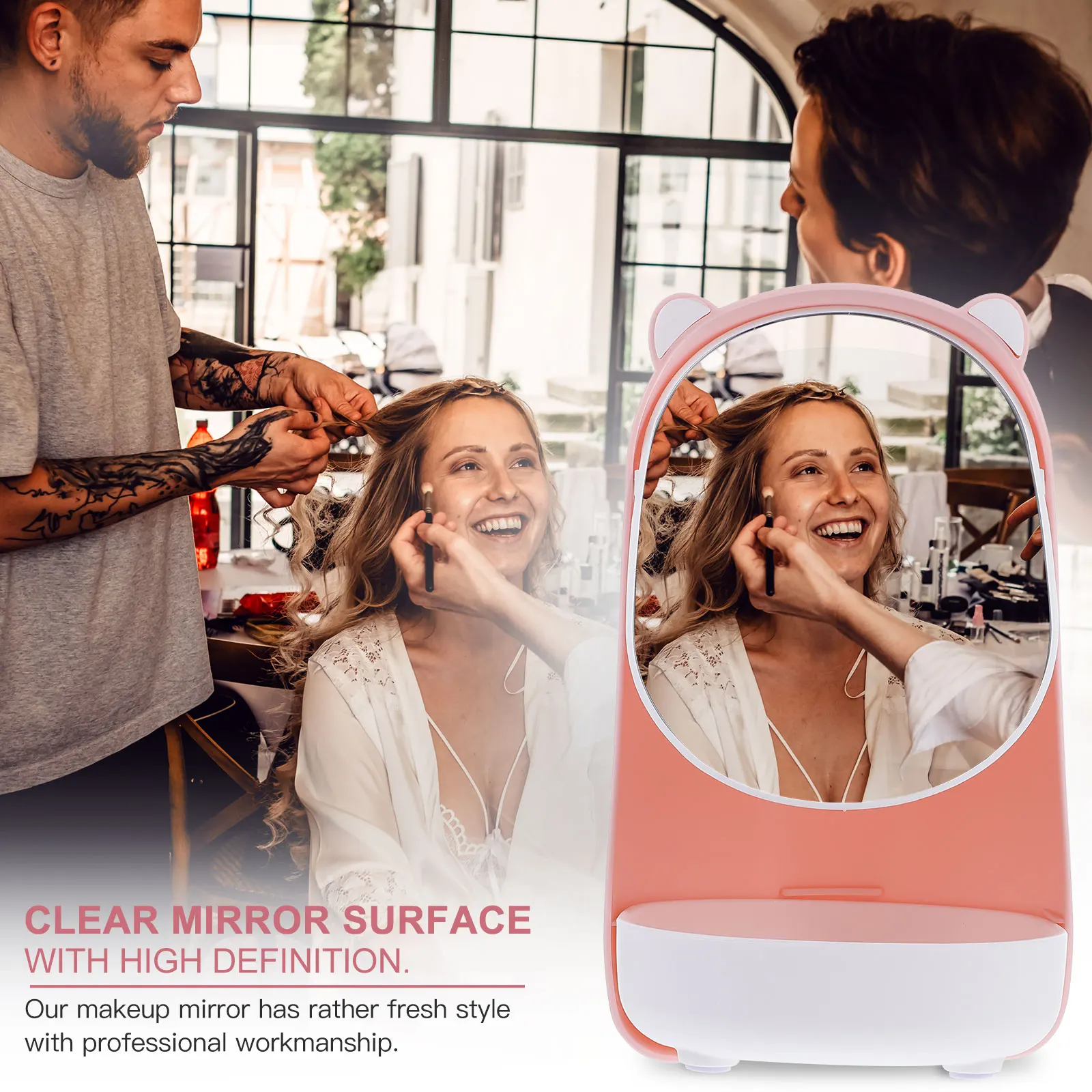 1-delige make-upspiegel Mooie make-upspiegel Chique slaapkamerdressoir Doorzichtige draagbare tafel Staande vrouwelijke multifunctionele thuismake-up