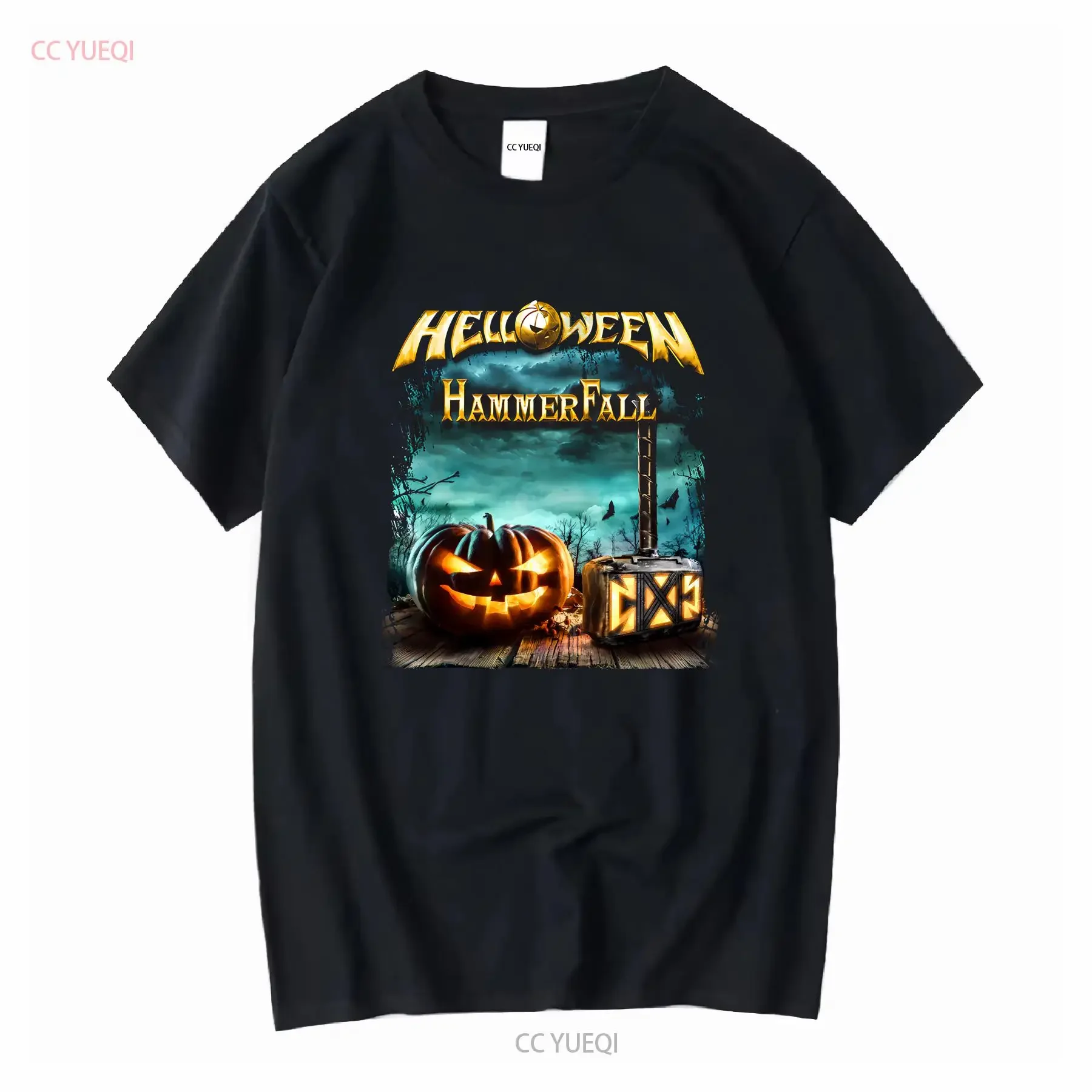 Helloween HammerFall Официальная футболка Pumpkins United Tour, маленькая, 2023, металлическая винтажная стираная дизайнерская одежда, мужская слегка