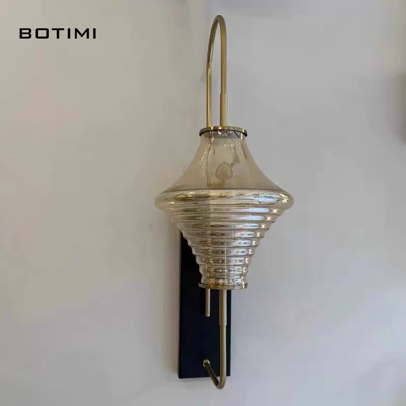 BOTIMI Designer Wall Lamp Modern Wall Sconce Art Luminaira Bedside Light Metal Lampshade Hotel Project Lighting Fixture