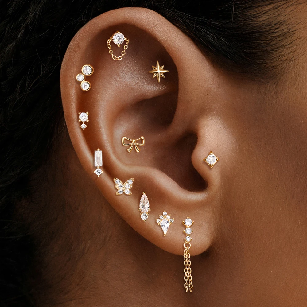 AIDE 14K Solid Gold Geometric - Star Flat Back ulasan dan harga