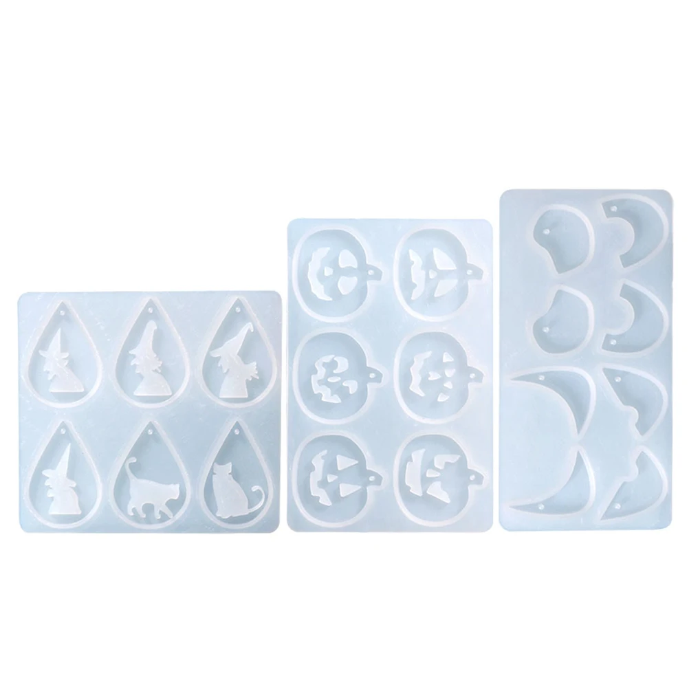 

3 Sets Halloween Jewelry Making Molds Mini Pumpkin Earring Pendant Casting Supplies Reusable Silicone Mold Kit