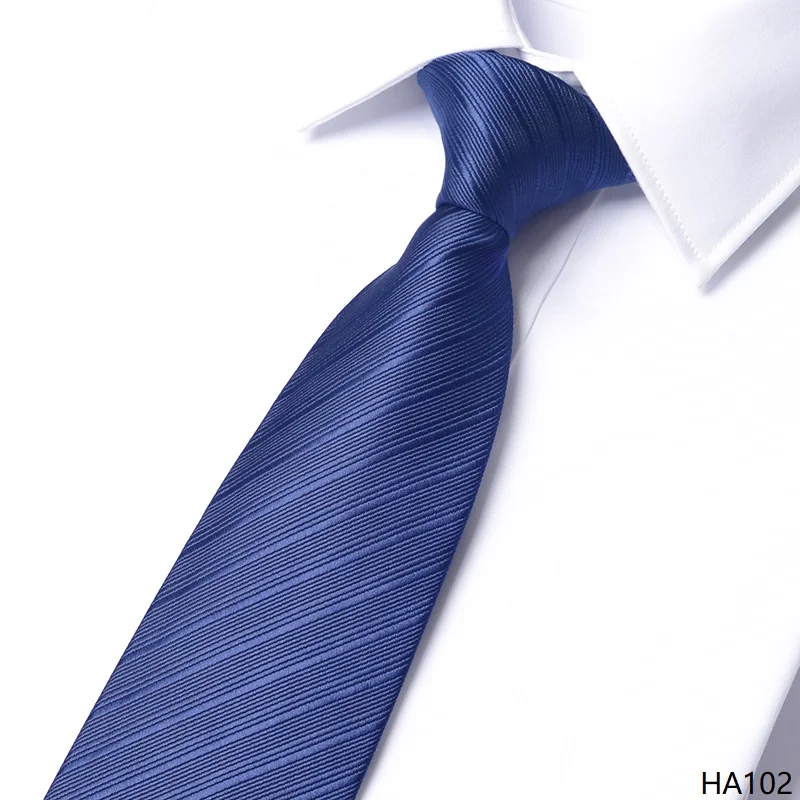 Corbata a rayas blancas y azules marinas Retro de alta calidad para hombre, accesorios de camisa informal para banquete de negocios, corbata de versión de 8cm de ancho