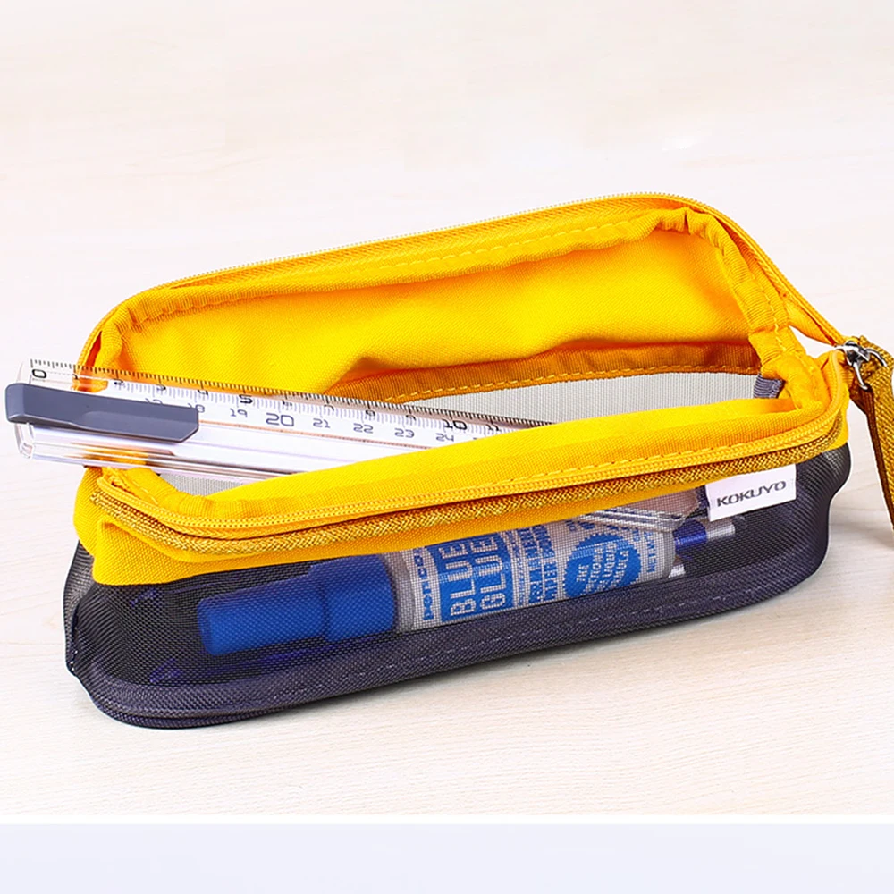 1pcs Japan Kokuyo Pencil Case Large Open Grid Pen Bag Large Capacity Student Multi Functional Storage Bag School Supplies