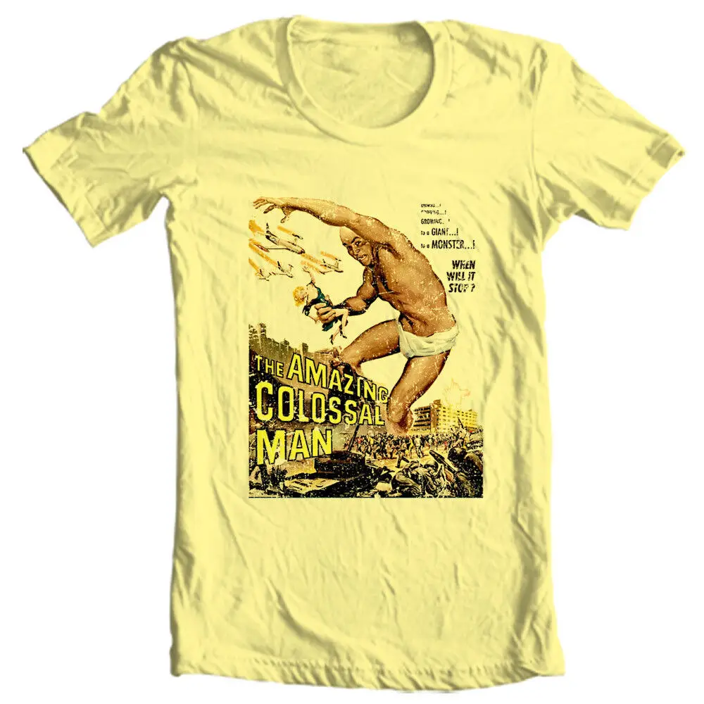 Amazing Colossal Man T shirt adult regular fit yellow cotton graphic printed tee