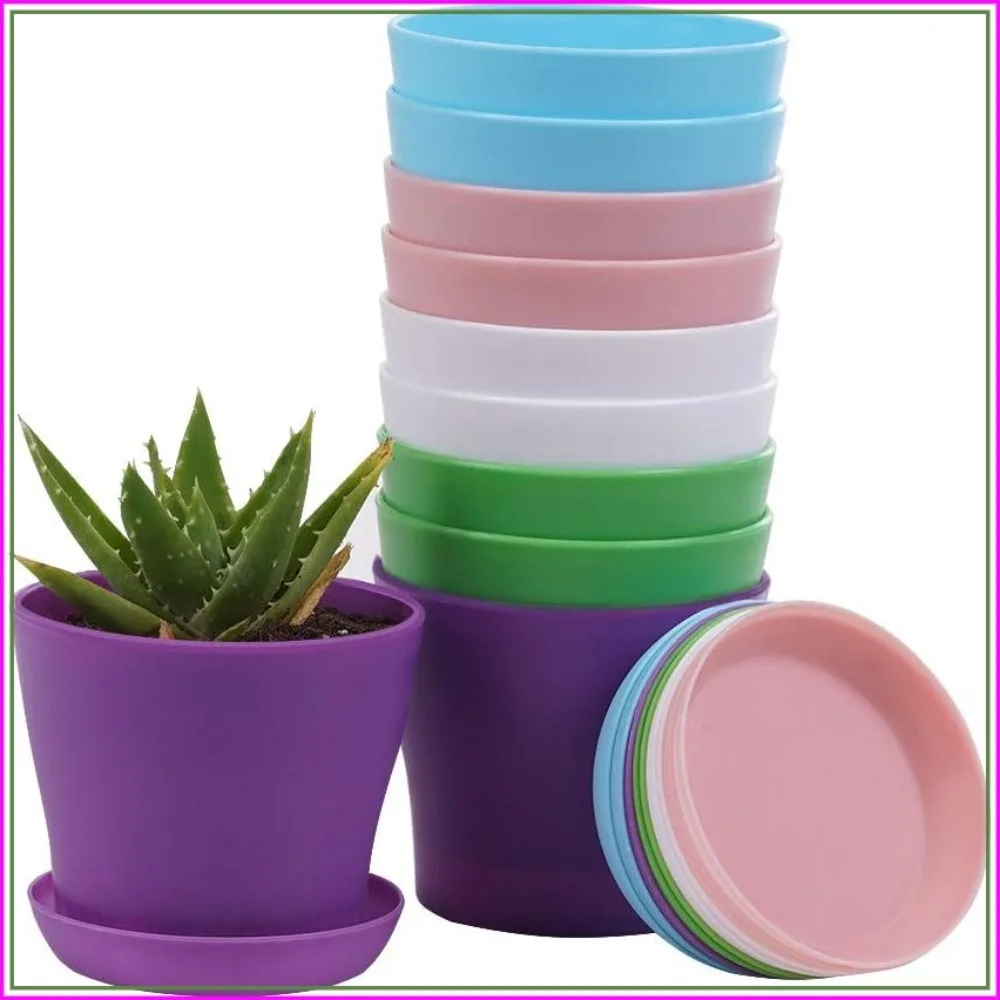 10-Pack Mini Plastic Planters with Trays, 3.8