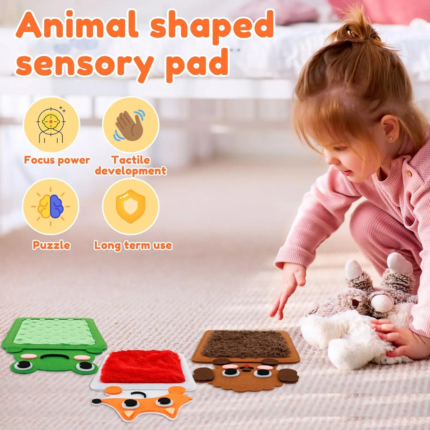 8 Pack Animals Sensory Mats Toys for Kids,  Educational Activity Texture Pads For Preschoolers Cognitive Touch,Christmas gift