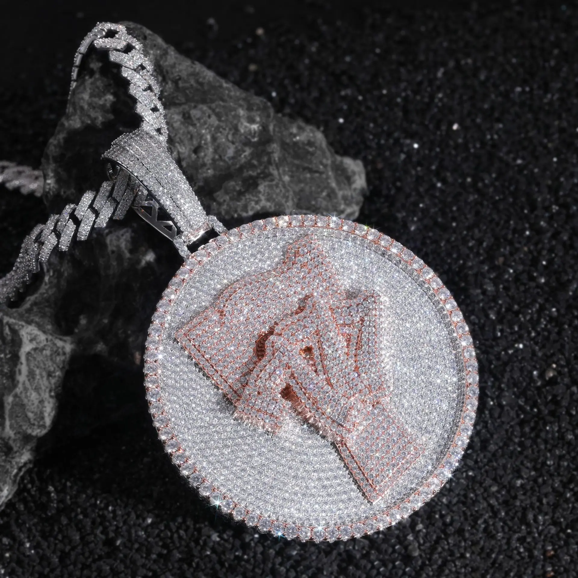 New Arrival Full Diamond Letter Pendant Necklace - Hip-Hop Street Rap Trendy Men's Necklace