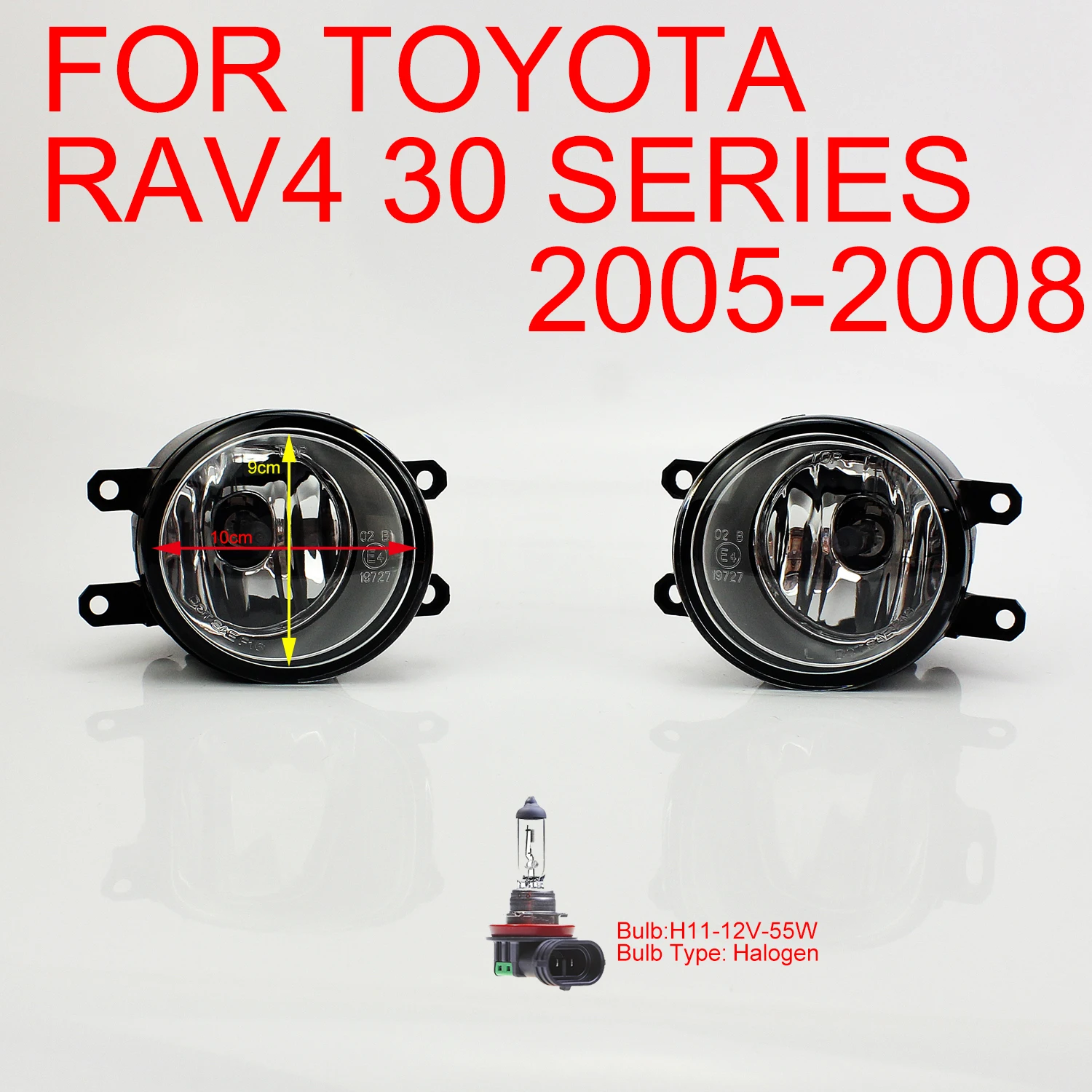 

Fog Light Spot Driving Lamp Right + Left Side For Toyota RAV4 30 Series 2005-2008 Clear Lens with H11-12V-55W Bulb