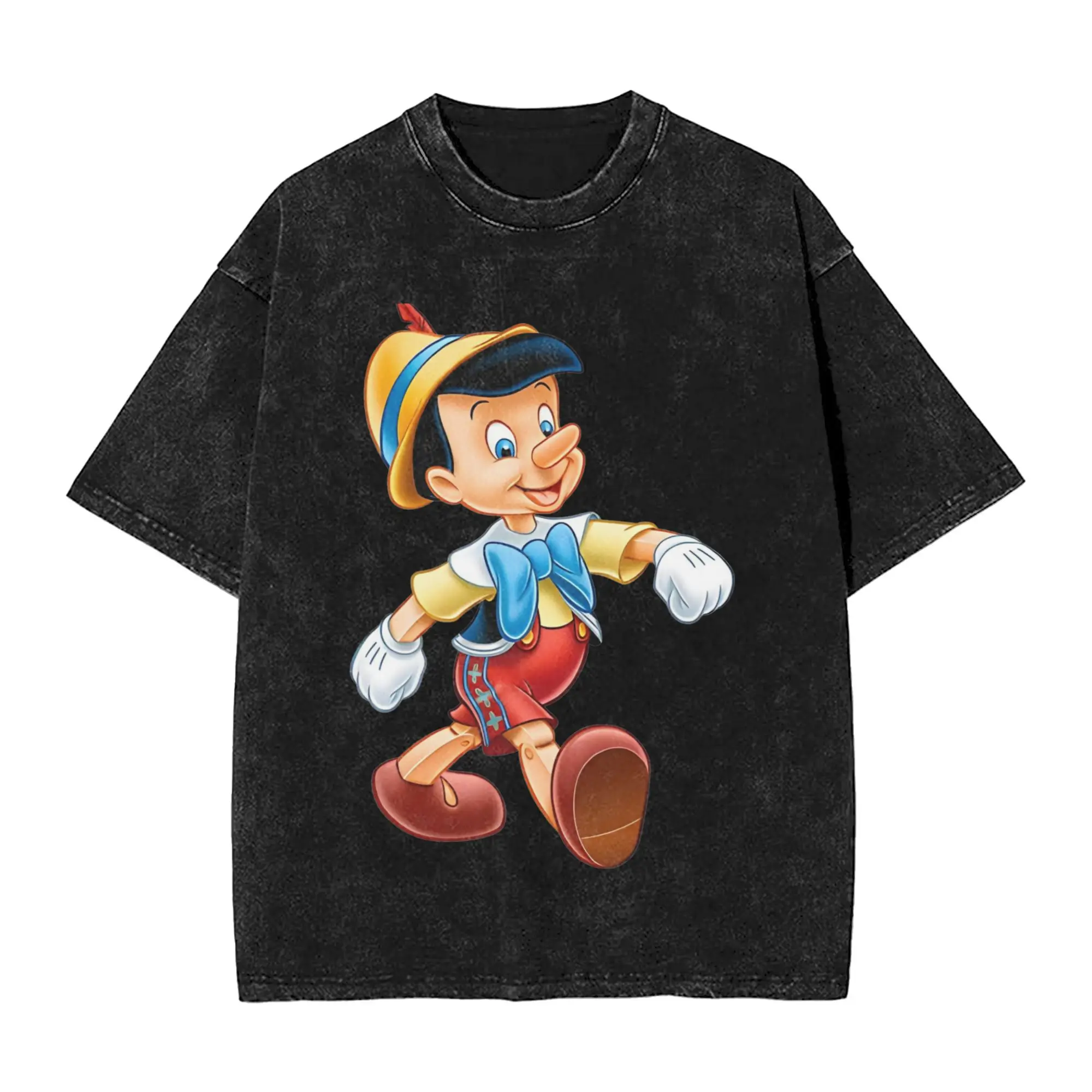 

Мужская футболка Pinocchio Happy, забавная футболка с короткими рукавами и круглым вырезом, одежда больших размеров из 100% хлопка