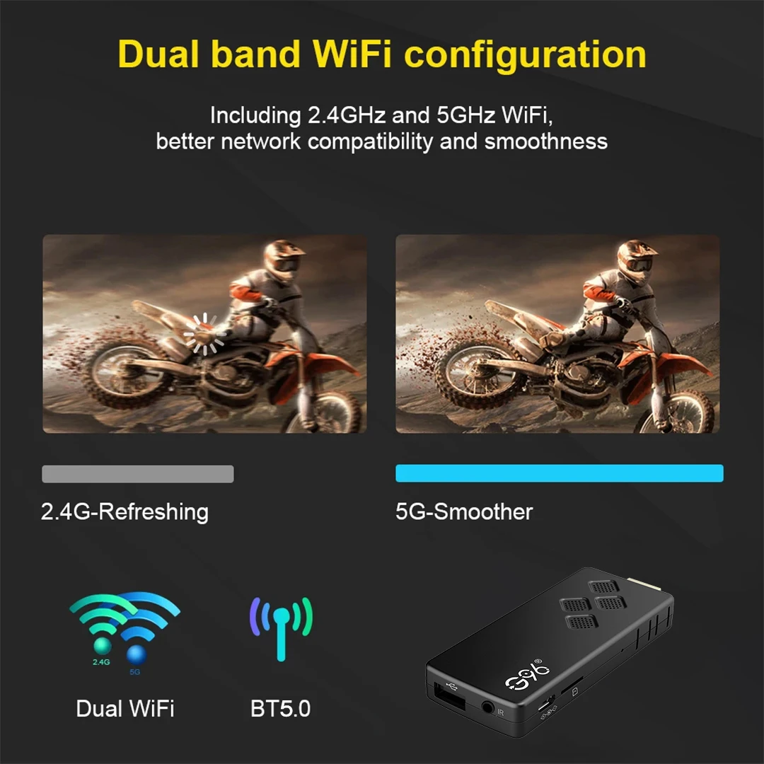 Q2 Allwinner H313 Quad-core Android TV Stick HDR10 4K BT5.0 2GB16G 2.4G/5G Doppio WiFi Assistente Google Lettore multimediale in streaming