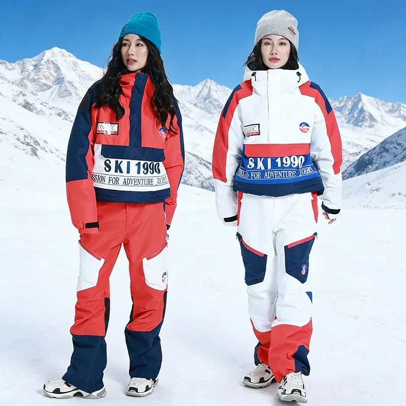 New Fashion Professional Veneer Windproof Ski Suit Women's Thickened Warm and Waterproof Double-board Outdoor Ski Suit Set