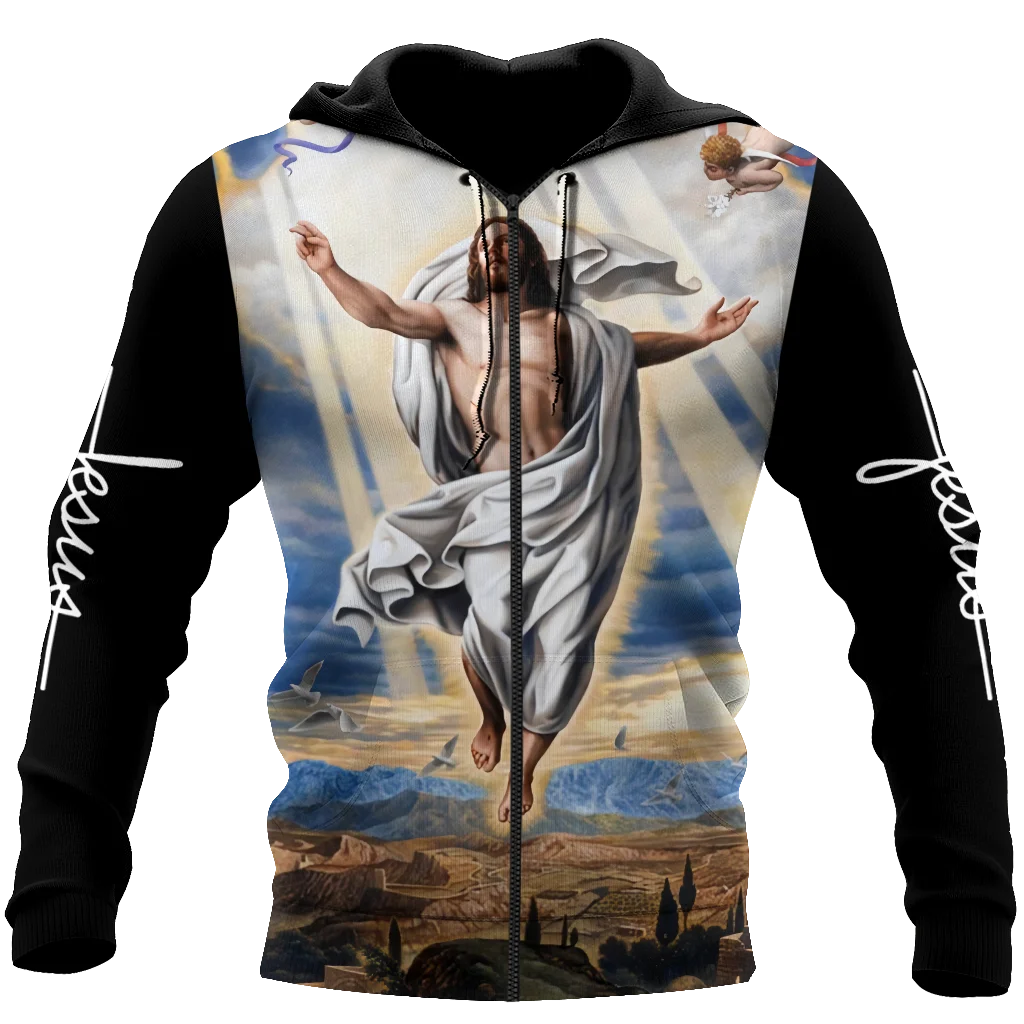 3D Print God Jesus Zipper Hoodie New Arrival Spring and Autumn For Men Vintage Cross Pullovers Colorful Cool High-quality Casual