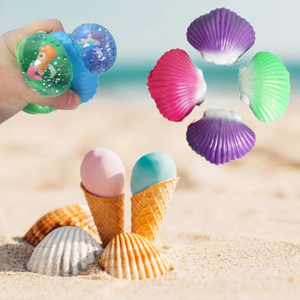 Coquille à presser colorée de sirène, cadeaux de fête amusants pour enfants, jouet sensoriel pour l'anxiété, soulagement du Stress, jouet Squishy