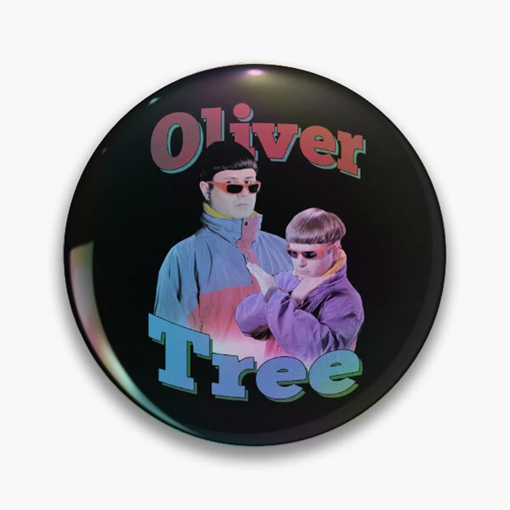 Oliver Tree Retro Y2K Pop Art  Pin Holographic Star Heart Pin Brooches Laminated Button Fashion Accessory